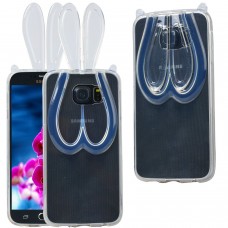 Samsung Galaxy S6 - Cute Rabbit Eye Stand with Lanyard Clear TPU Soft Protective Cover Case